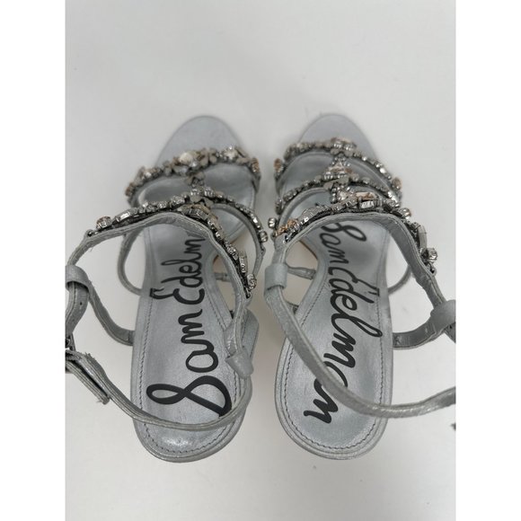 Sam Edelman Selena Embellished Heels Size 8.5M Womens NEW silver 4" dress heel - Picture 9 of 12